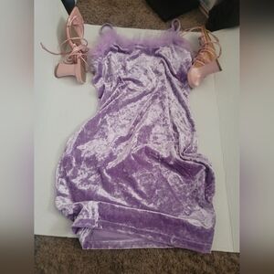 Purple Bratz Looking Dress Fur Trim in Size Large